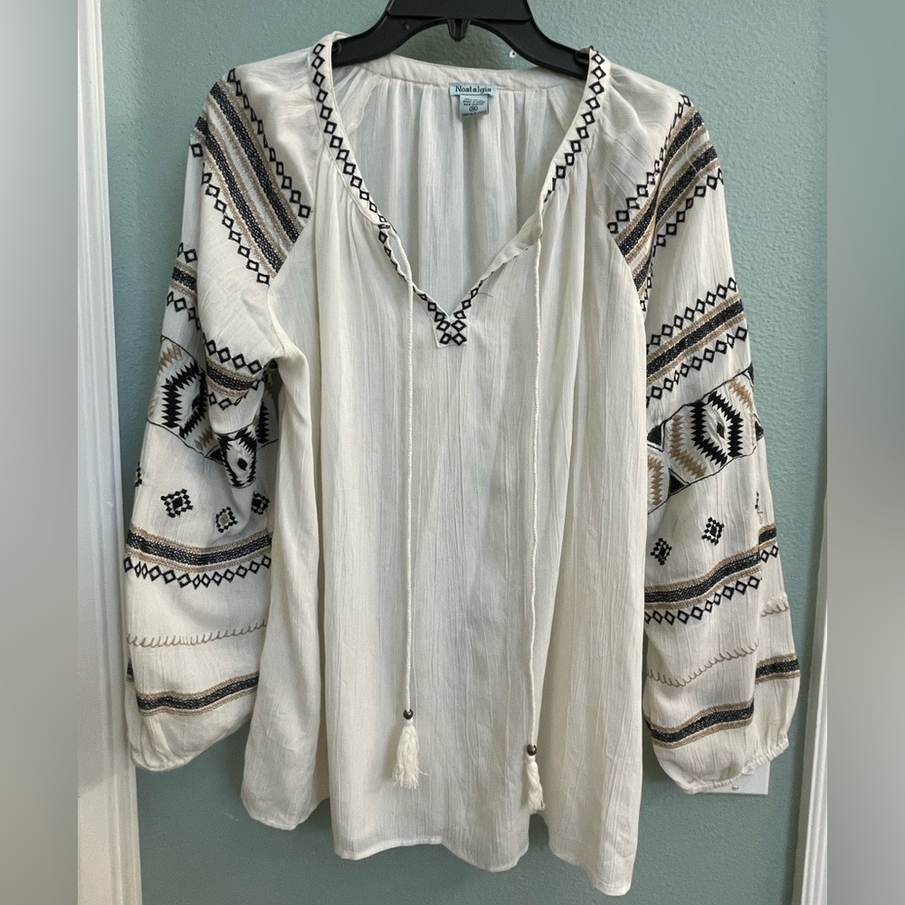 Nostalgia long-sleeved embroidered Bohemian top XL